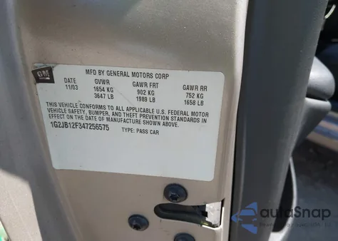 2004 Pontiac Sunfire z USA, uszkodzony, nr VIN 1G2JB12F447328979